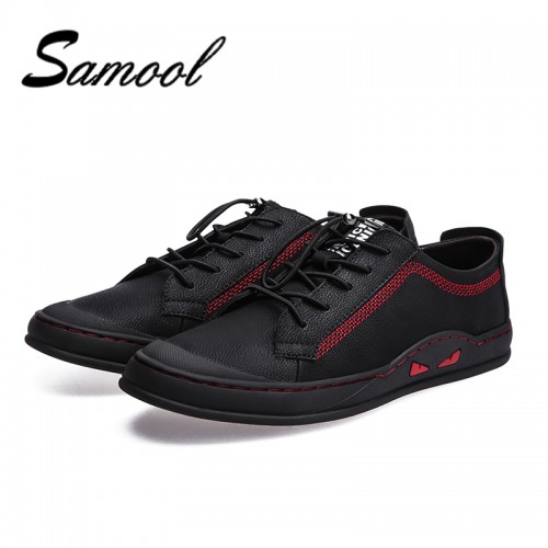 Black Shoes Luxury Brand Men Shoes Genuine Leather WIth Little Monster Male Casual Real Leather Flats 